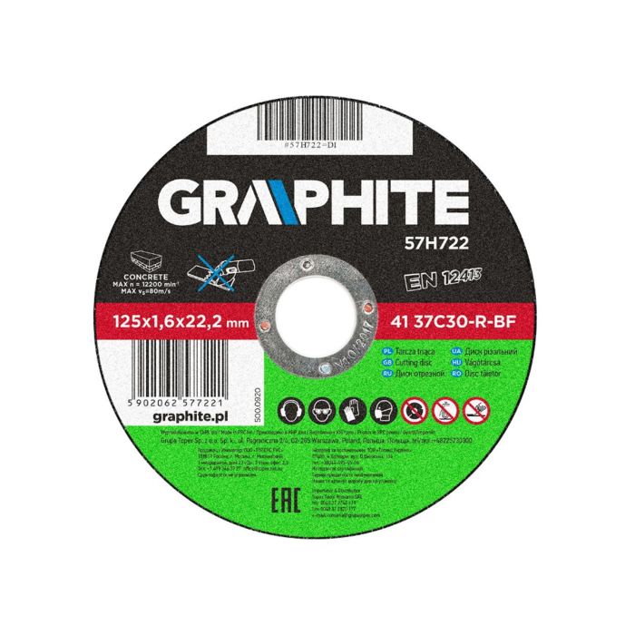 Disc abraziv pentru taierea pietrei 125X1.6X22.2 mm 57H722 Graphite