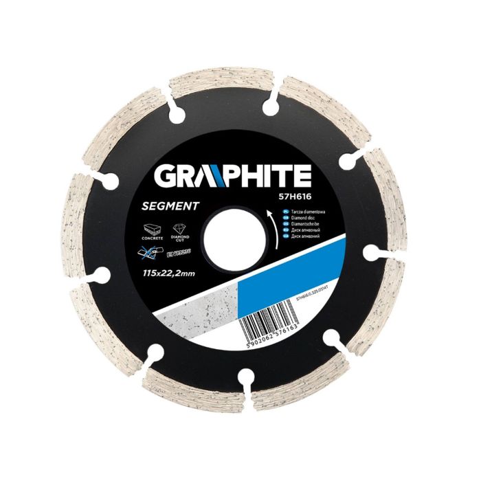 Disc diamantat segmentat 115X2.1X22.2 mm Universal 57H616 Graphite