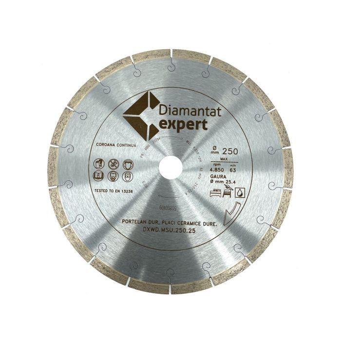 Disc diamantat segmentat 250X2.0X25.4 mm Ceramica dura DXWD.MSU.250.25 DiamantatExpert