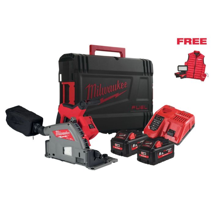 Fierastrau circular cu 2 acumulatori Milwaukee M18 FPS55MC-552P
