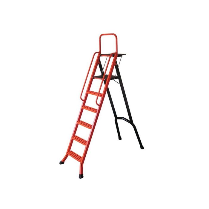 Scara pliabila din aluminiu LESCABO cu platforma, 5 trepte MOB