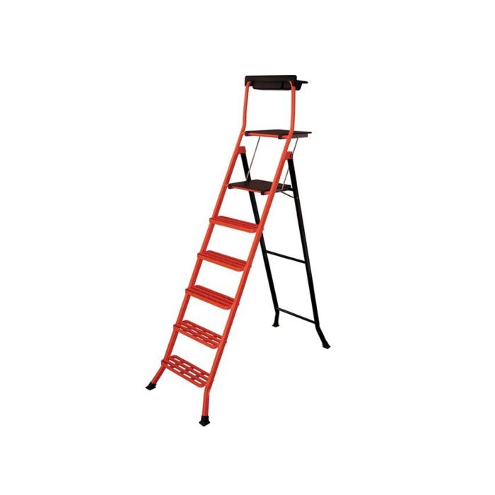 Scara pliabila din aluminiu LESCABO cu platforma, 6 trepte MOB