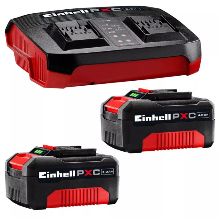 Set 2 acumulatori 18V 4Ah + incarcator 4512112 Twincharger Kit 2 Einhell