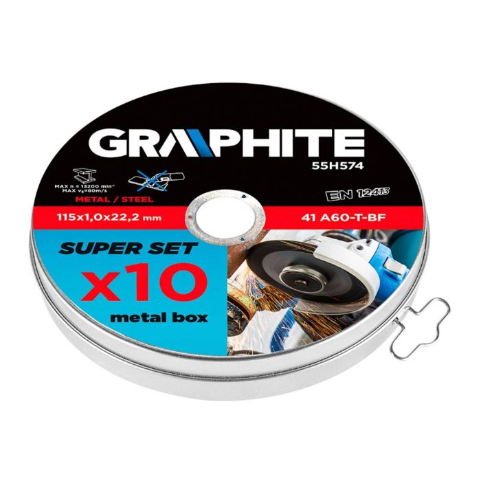 Set discuri abrazive 115 mm 10buc pentru taierea metalului 55H574 Graphite
