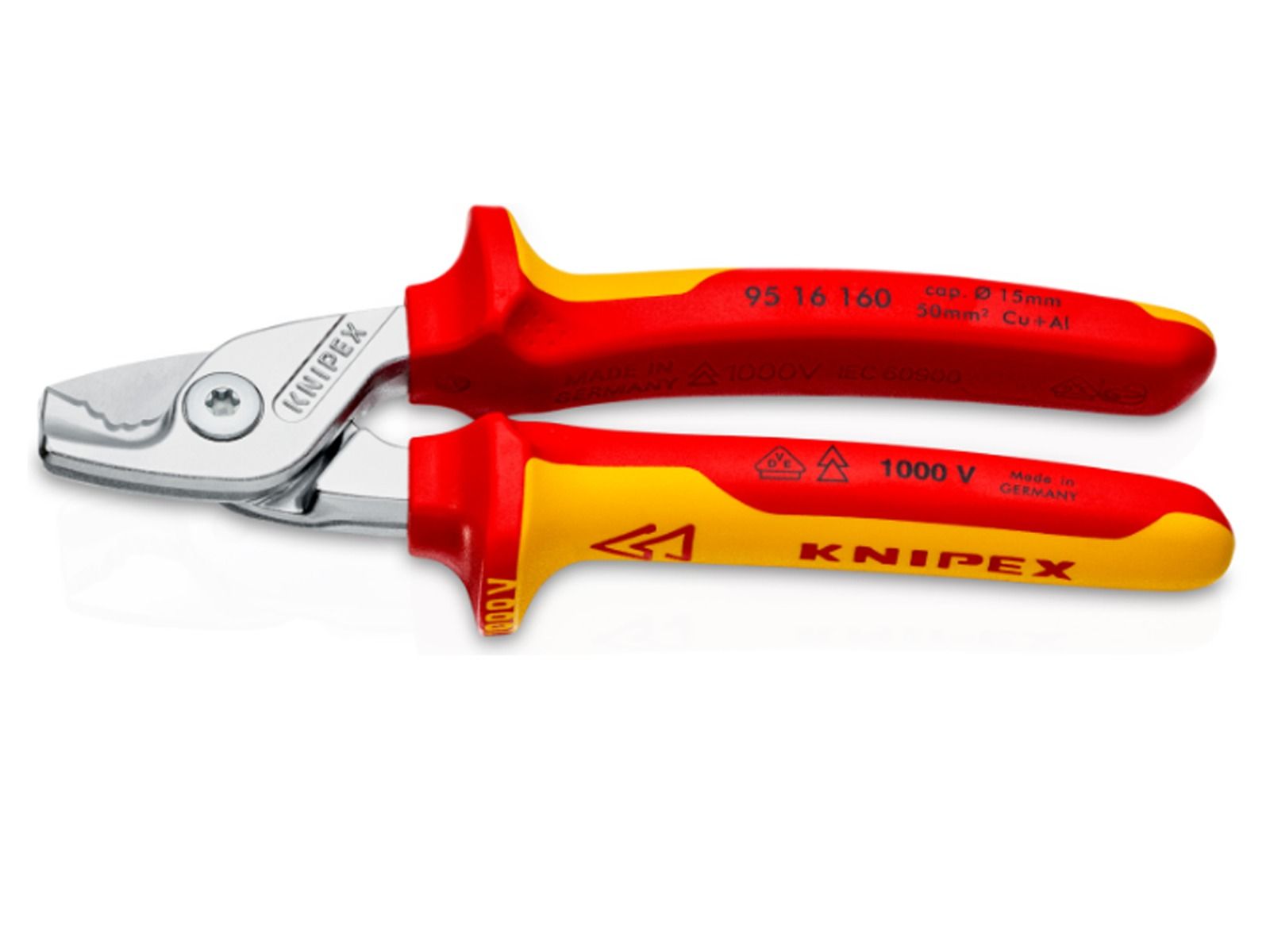 かつ Cleste taiat cablu 160 mm 1000V Cu/Al 9516160 StepCut Knipex
